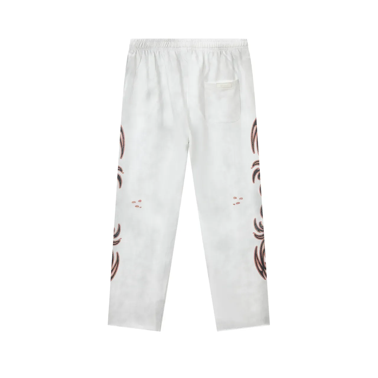 Graphic-Print Elastic-Waist Raw-Hem Loose Sweatpants 4
