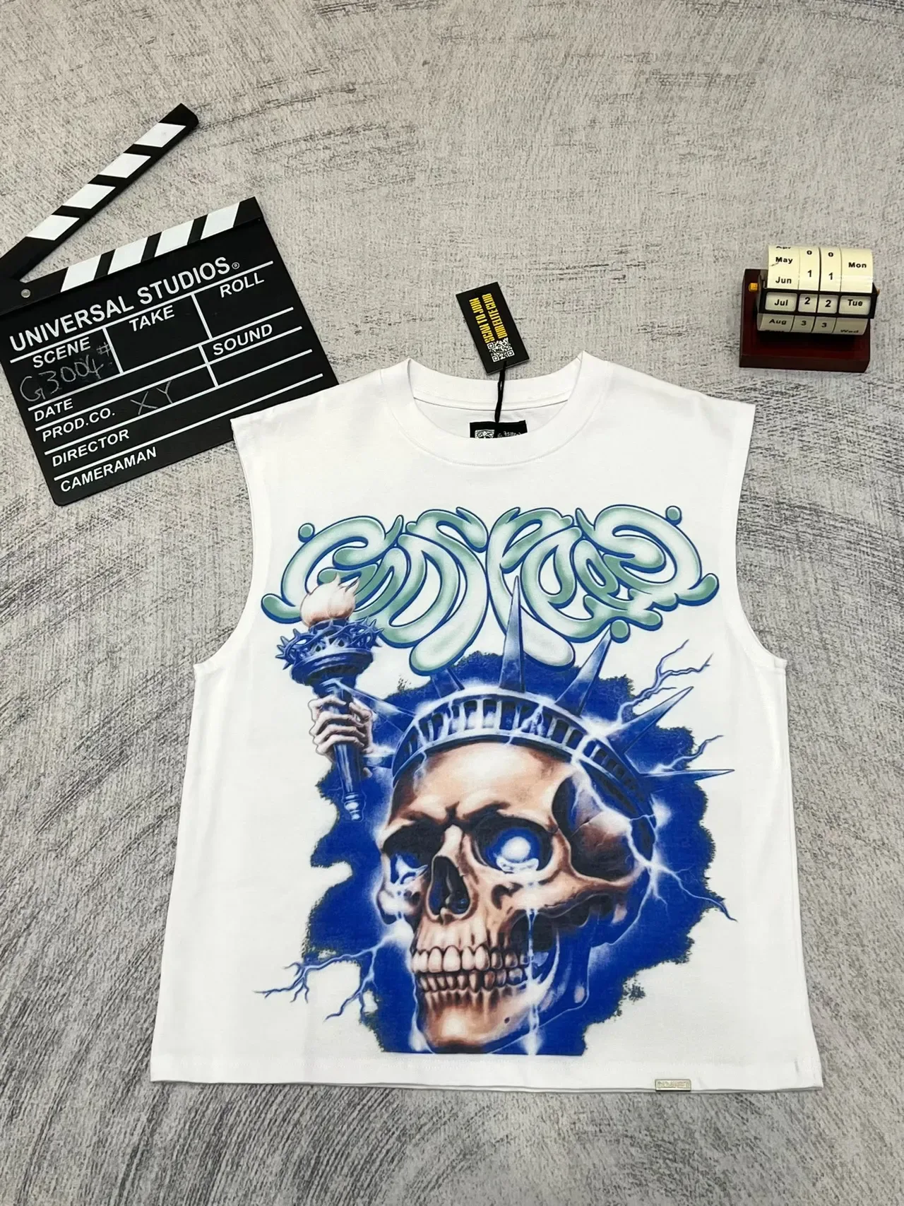 Top sans manches à imprimé graphique à col rond 4