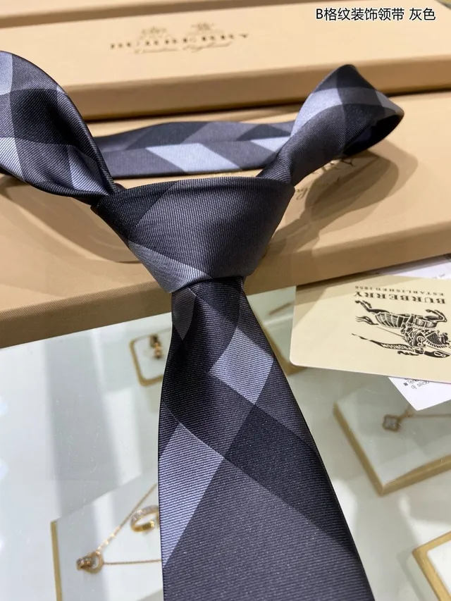 Gray and Black Checkered Silk Hand-Made Necktie 8