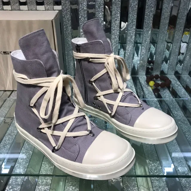 Gray Beige High-Top Canvas Upper Sneakers 7