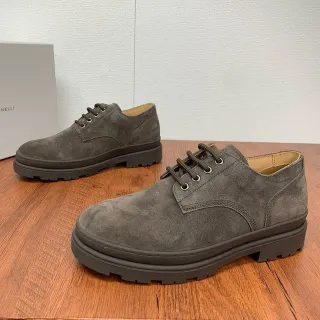 Gray Black Suede Upper Chunky Lug Sole Derby Shoes