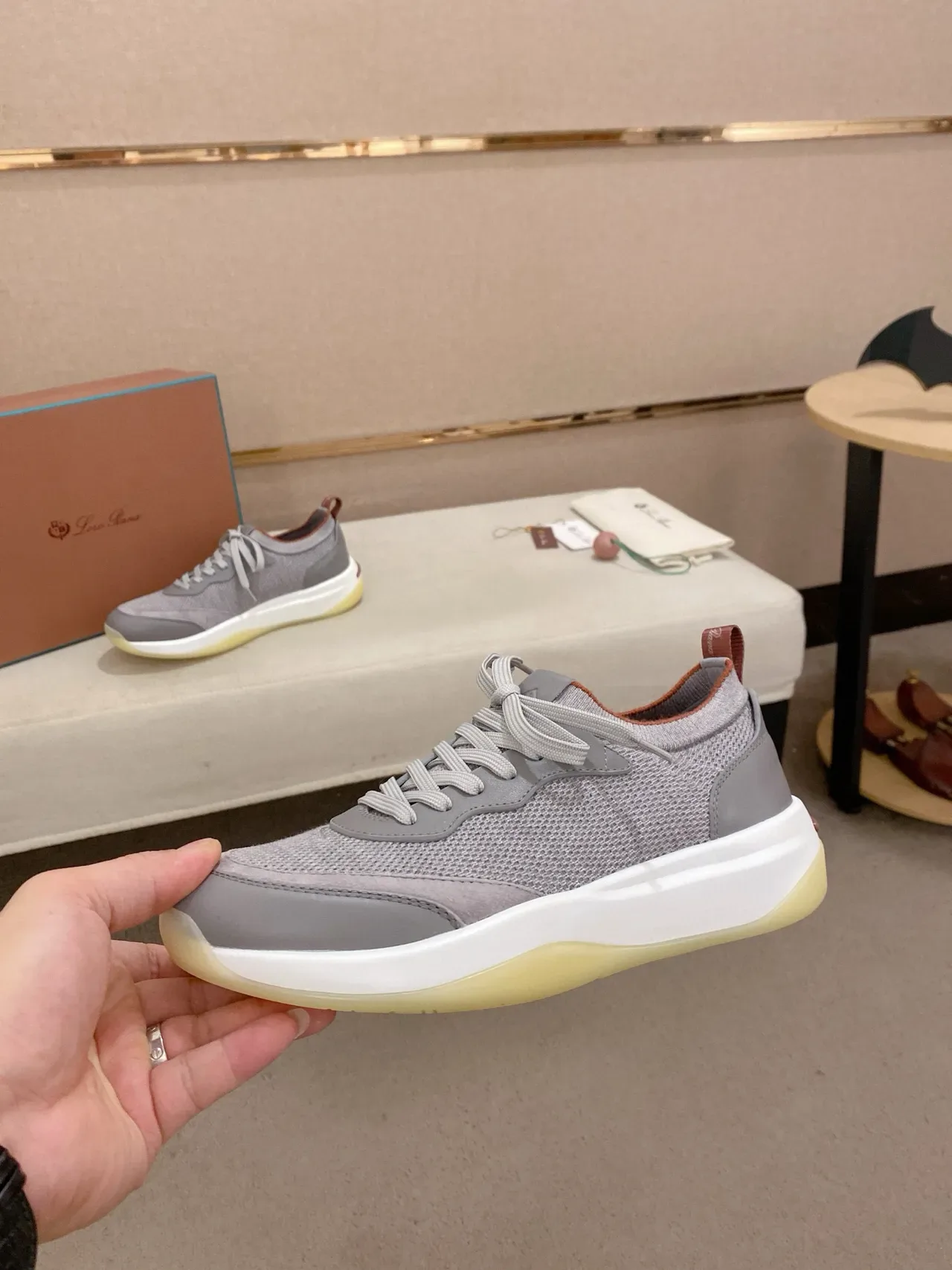 Gray Mesh and Suede Low-Top Lifestyle Sneaker 3
