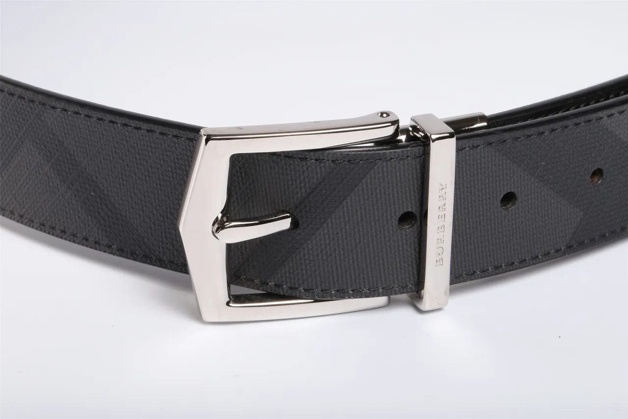 Gray Silver Reversible Geometric-Patterned Leather Belt 7