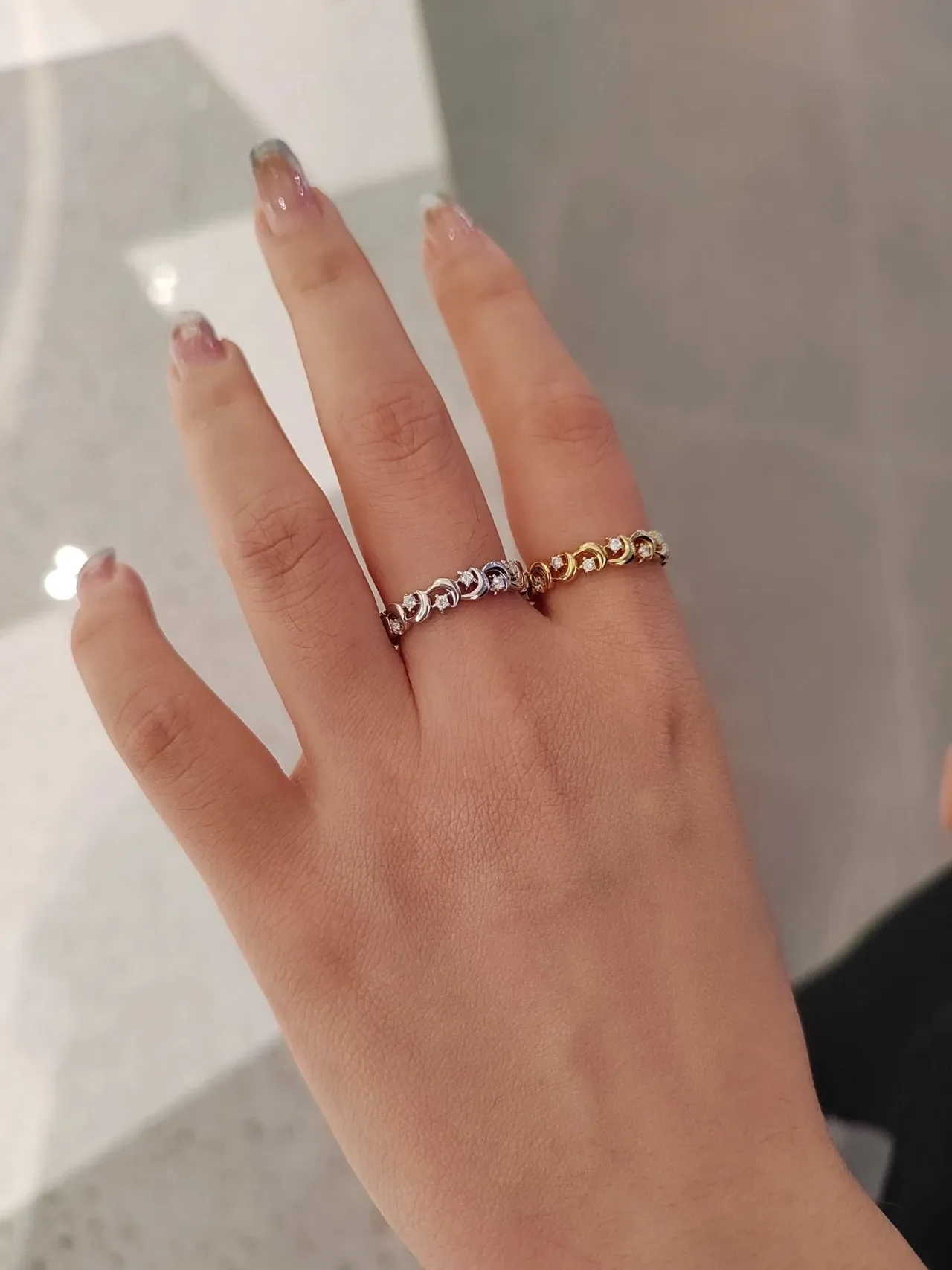 HEFANG Blue Gold Pavé-Set Multi-Stone Ring 3
