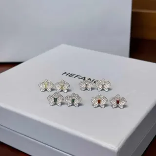 HEFANG Aretes Stud Cristal Floral Pavé