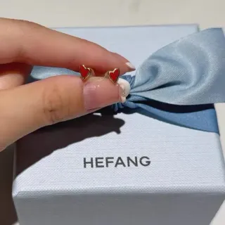 HEFANG أقراط قلبية بالمينا