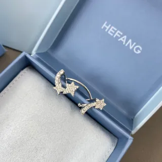 HEFANG রূপালী স্বচ্ছ পাভে সেট আকাশিক থিম কানের দুল