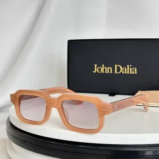 John Dalia نظارات شمسية مستطيلة شفافة بيج