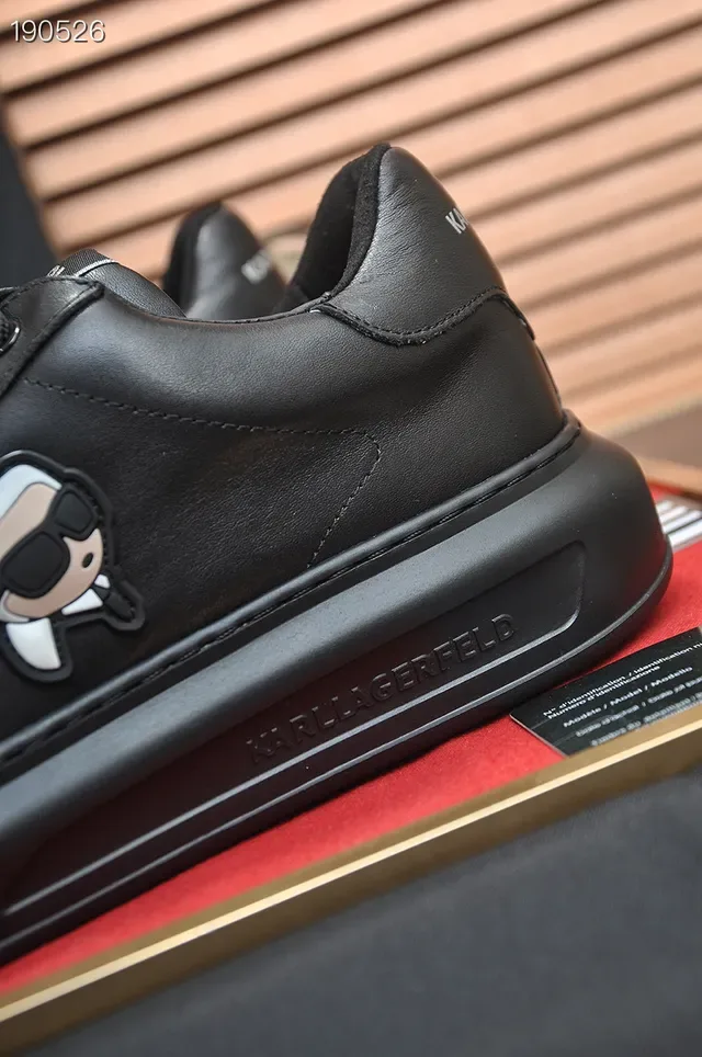 Karl Lagerfeld Black Leather Icon Sneaker Lifestyle Sneakers 3