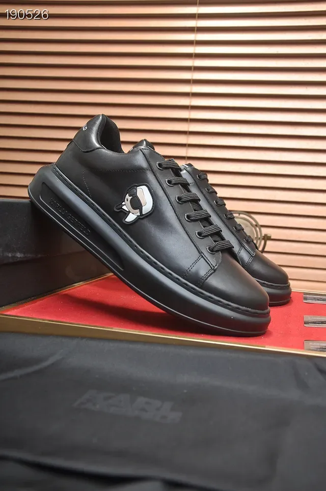 Karl Lagerfeld Black Leather Icon Sneaker Lifestyle Sneakers 8