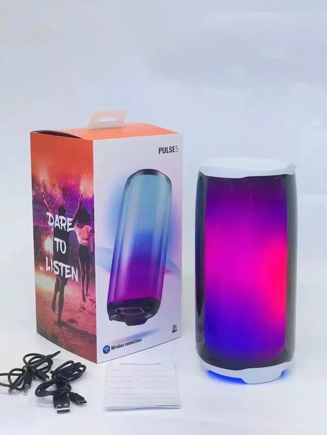 LED渐变照明圆柱形便携式扬声器 9