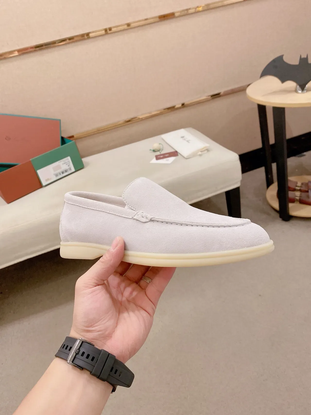 Light Pink Suede Moc-Toe Slip-On Loafers 5
