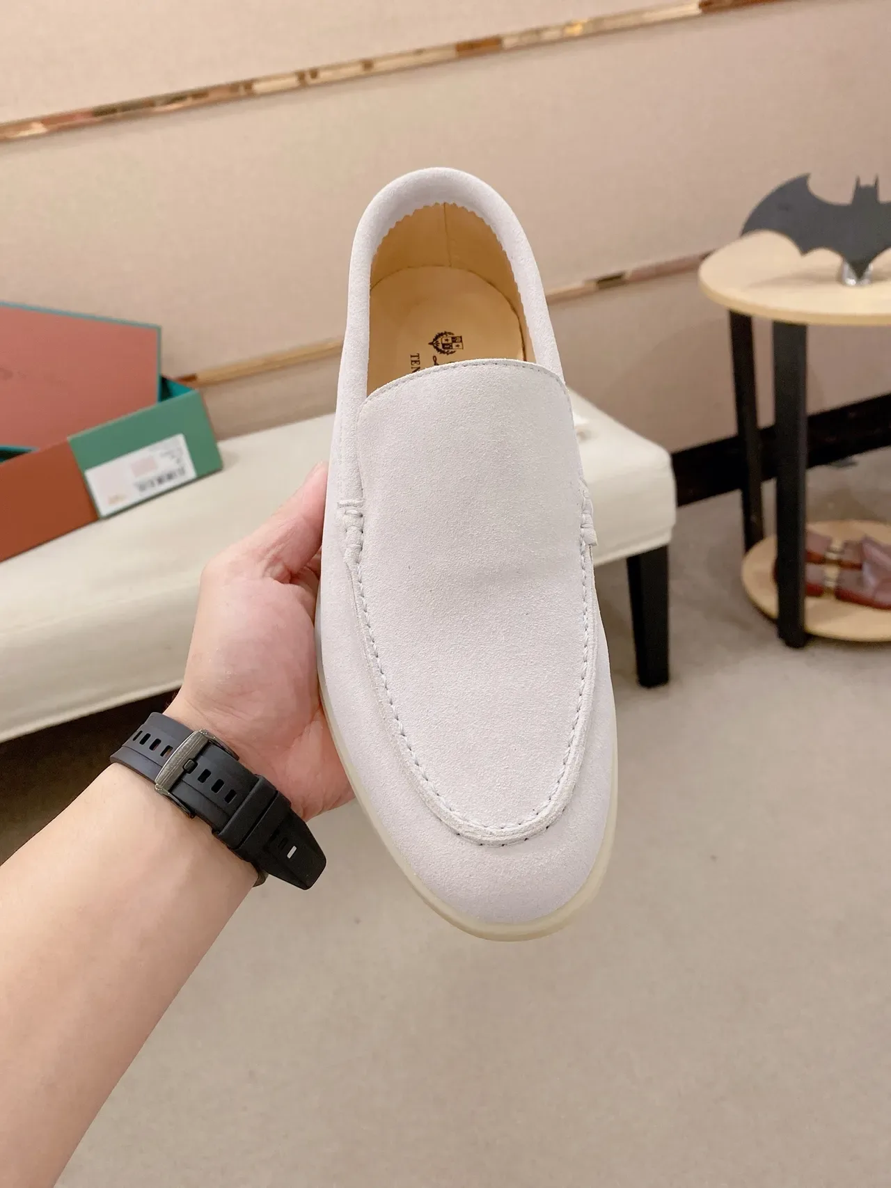 Light Pink Suede Moc-Toe Slip-On Loafers 6