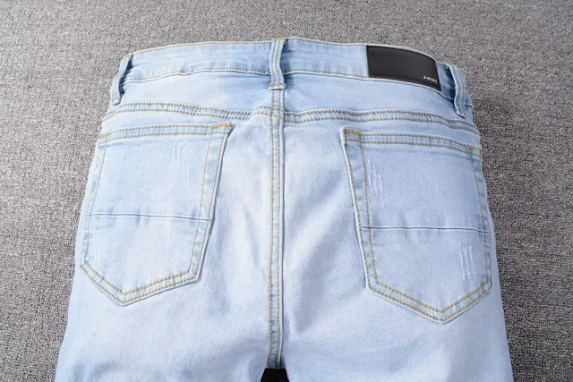 Light-Wash Distressed Patchwork Slim-Fit Jeans 3