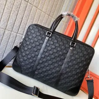 LL Black Woven Textured Leather Vertical Strip Detailing Handbag