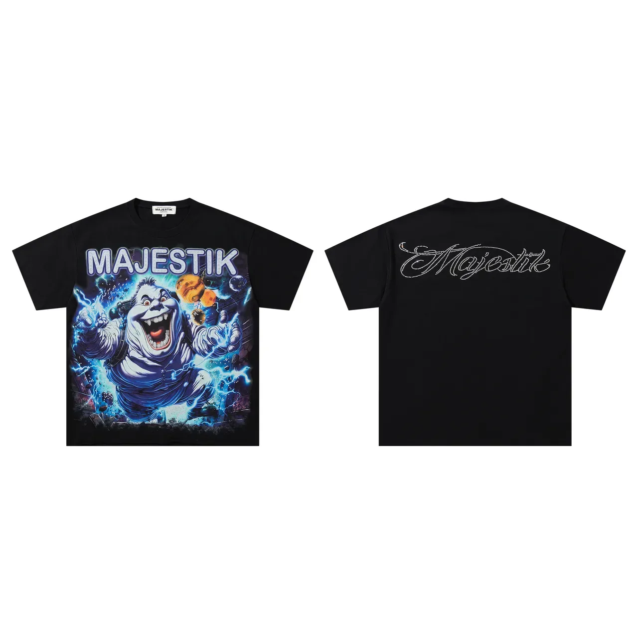 T-shirt noir MAJESTIK à imprimé graphique et dos en strass 2