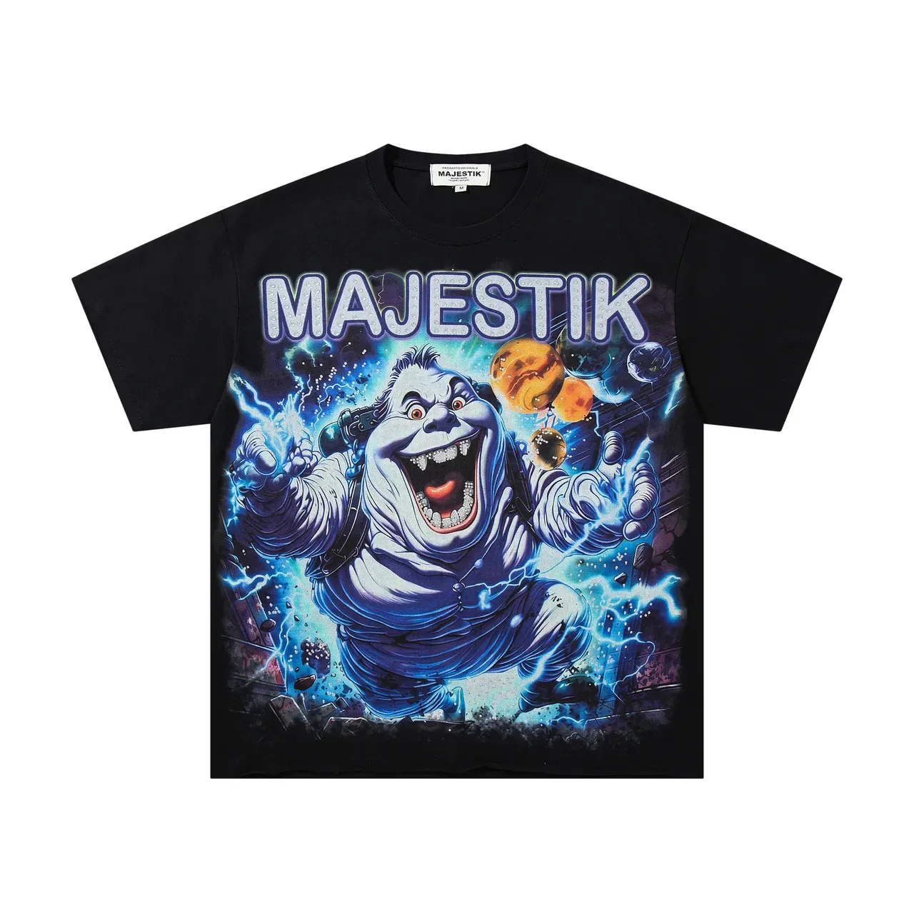 T-shirt noir MAJESTIK à imprimé graphique et dos en strass 4