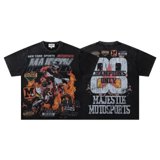Camiseta gráfica negra desgastada Majestik Campeones de Motocross 88