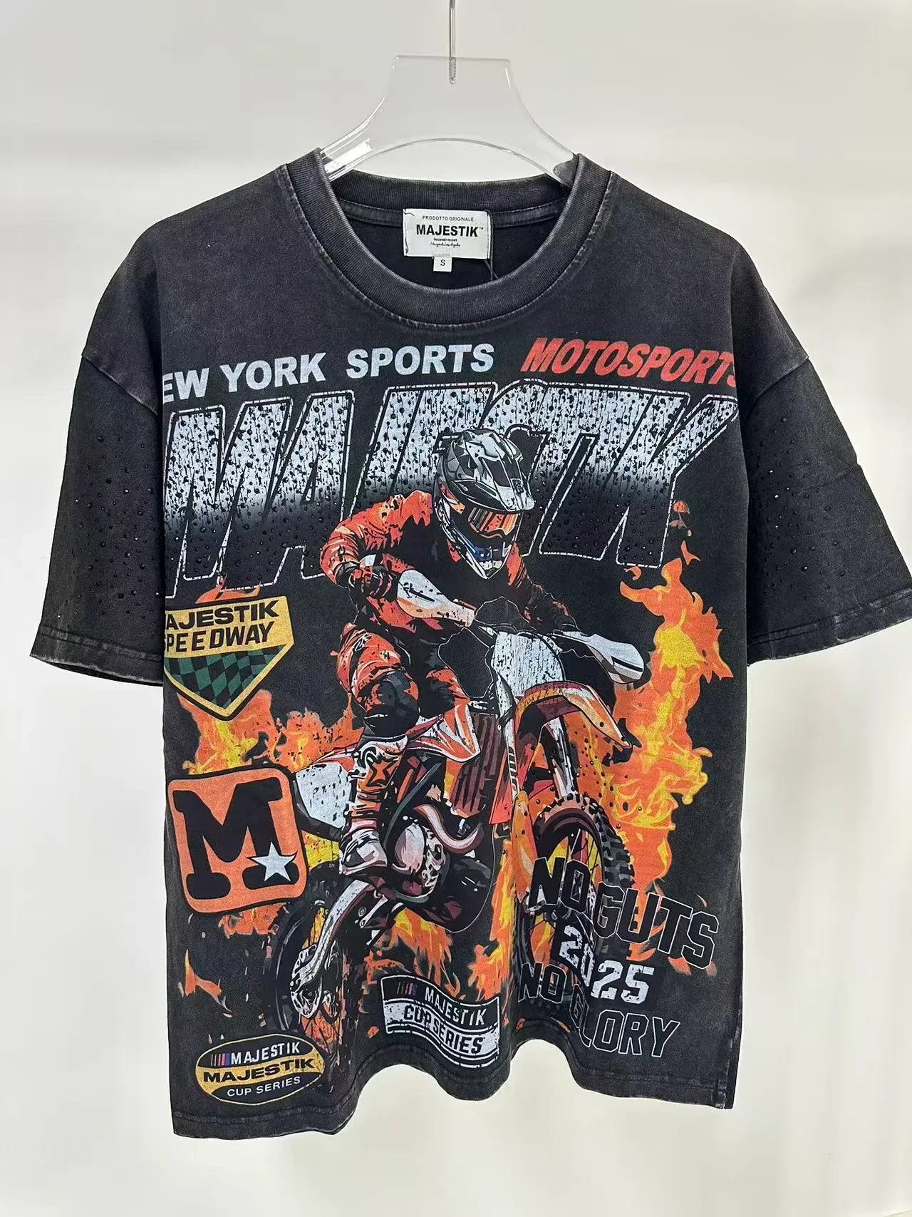 Majestik Motocross Champions 88 Distressed Black Graphic T-Shirt 6