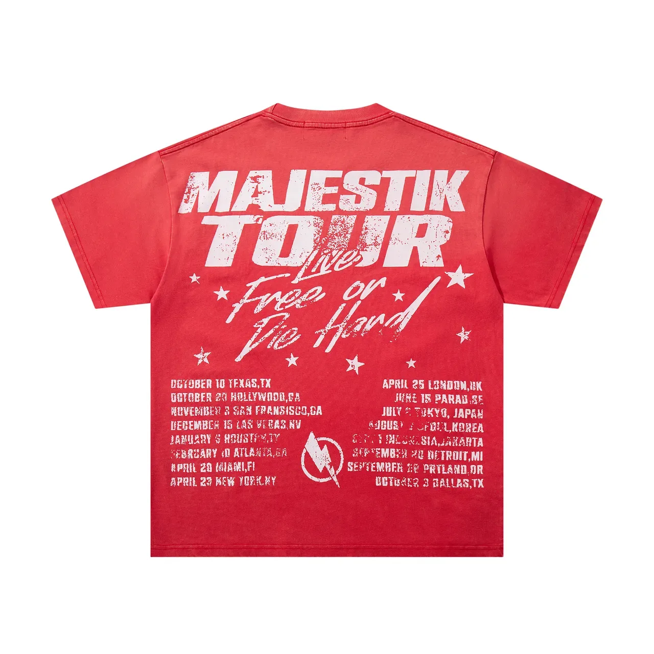 Camiseta gráfica roja de doble cara MAJESTIK Tour Free or Die Hard 3