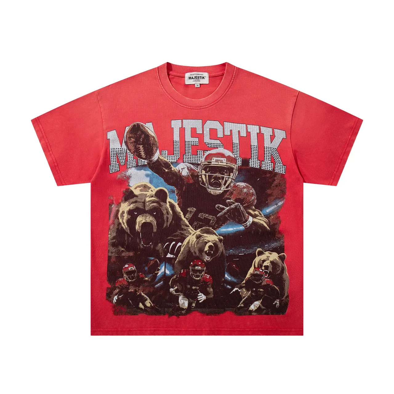 Camiseta gráfica roja de doble cara MAJESTIK Tour Free or Die Hard 4