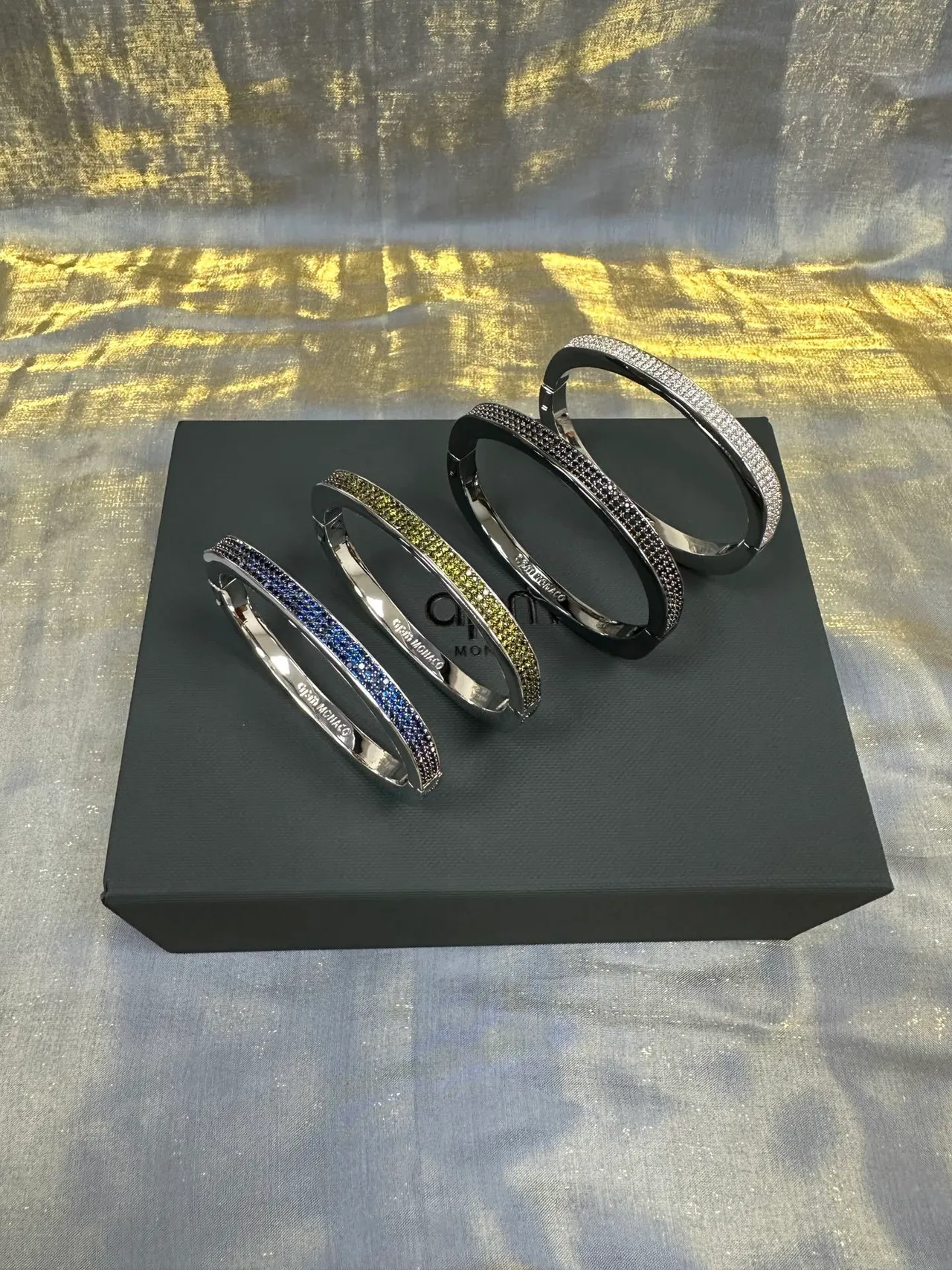 摩纳哥 Pavé-Set 蓝色宝石 铰链 手镯 6