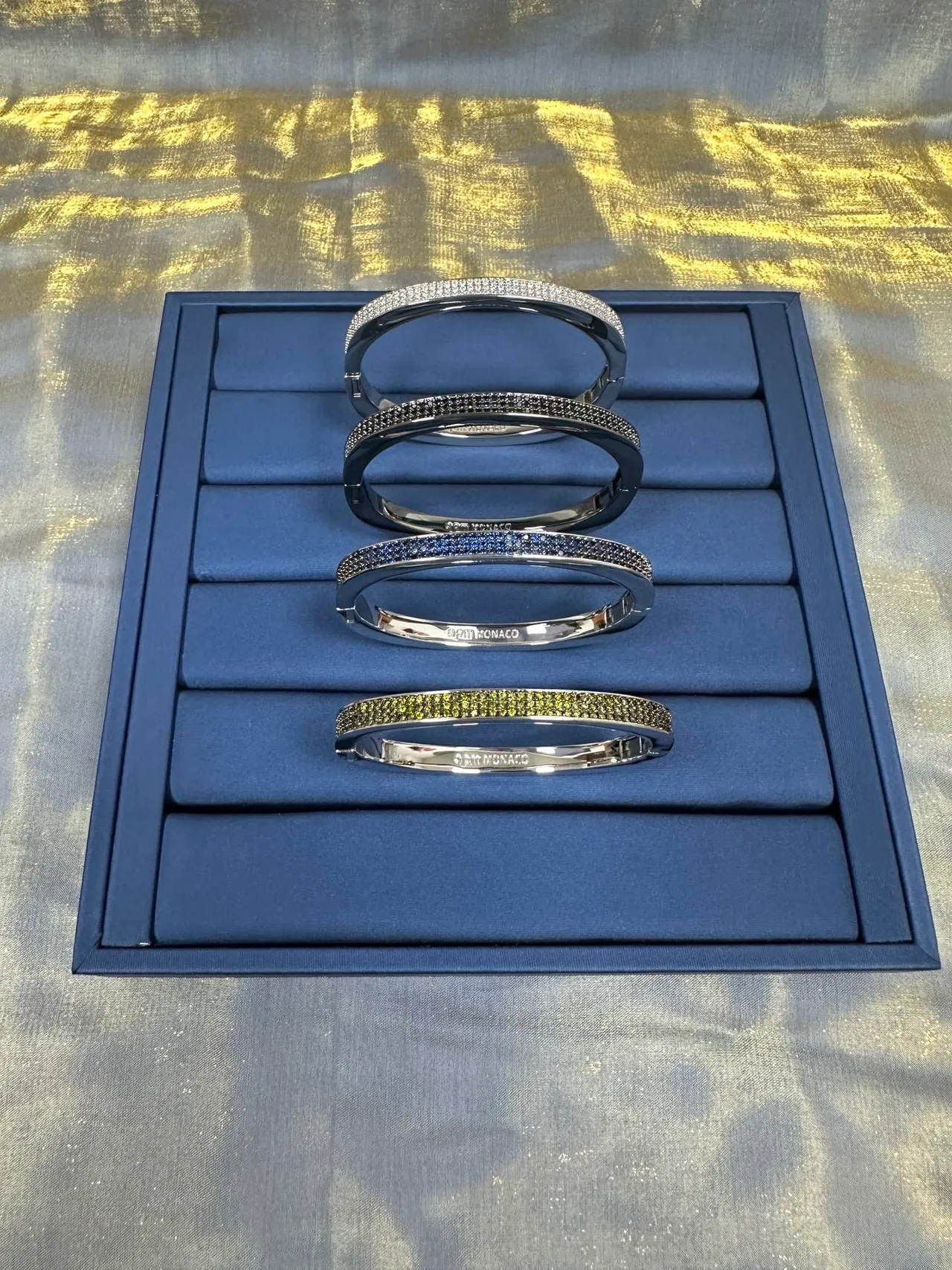摩纳哥 Pavé-Set 蓝色宝石 铰链 手镯 8