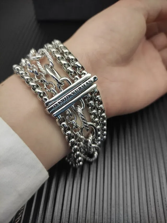 Multi-Row Mixed Link Silver-Tone Chain Bracelet 9