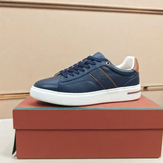 حذاء سنيكرز Navy Brown جلد علوي إكسنت شريط جانبي