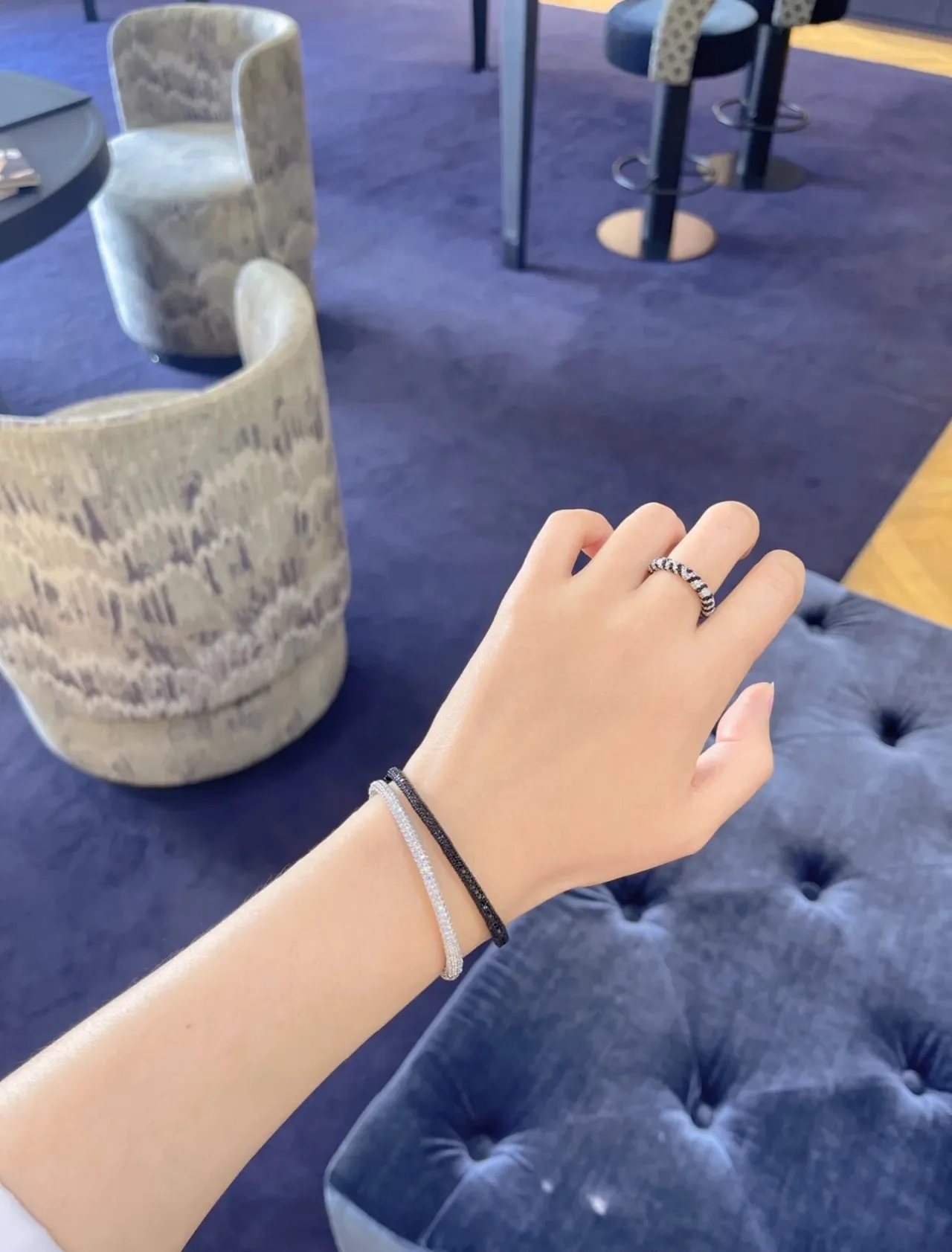 Navy Silver Pavé-Set Bracelet 2
