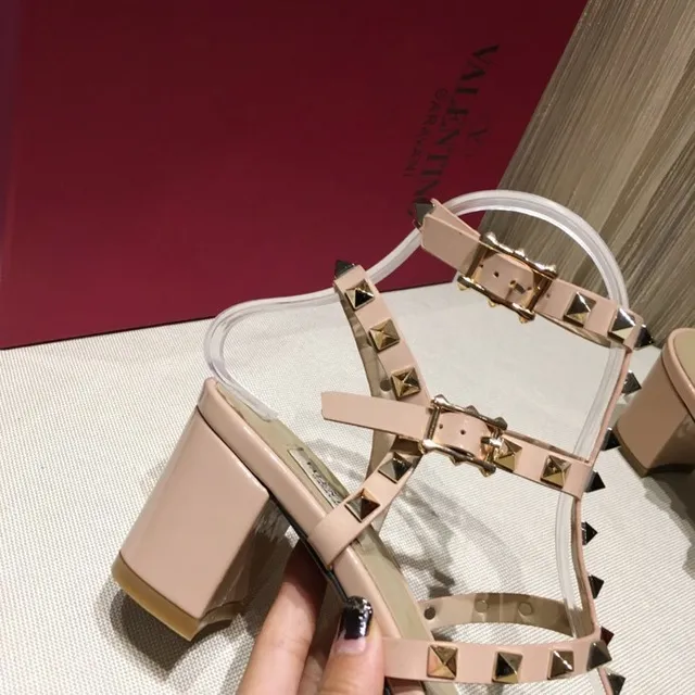 Nude Studded Multi-Strap Block Heel Gladiator Sandals 5