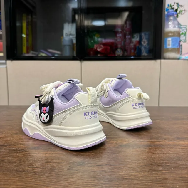 OLD ORDER Beige Pink Sole Character Appliqué Chunky Sneakers 14