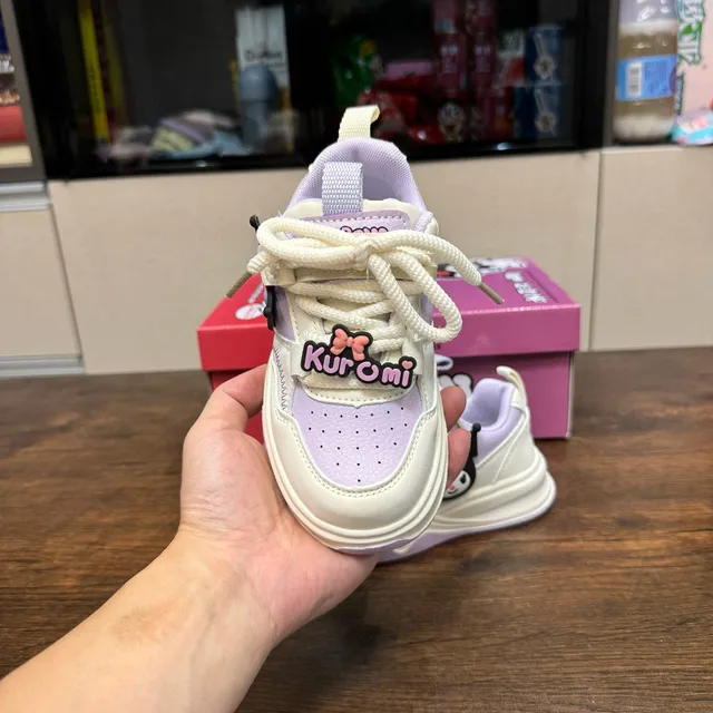 OLD ORDER Beige Pink Sole Character Appliqué Chunky Sneakers 15