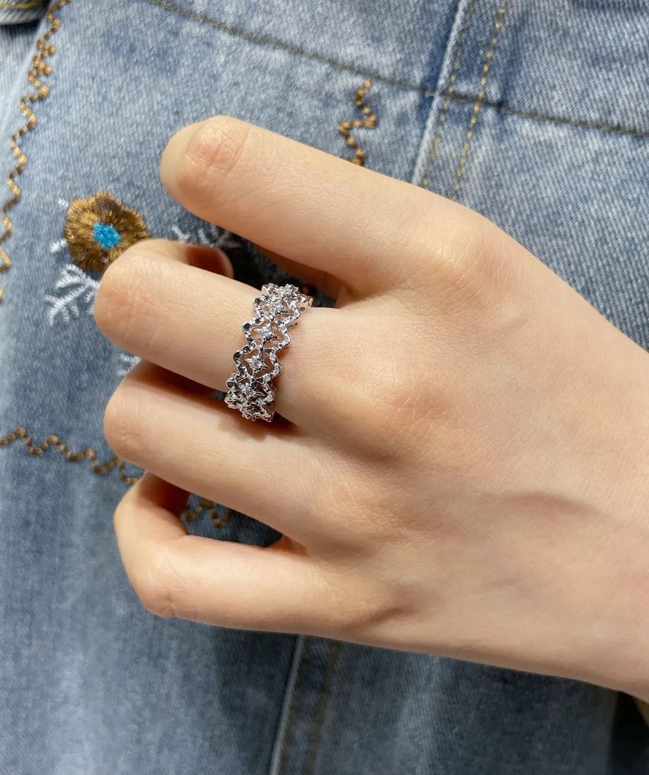 Ornate Multi-Stone Pavé Filigree Ring 9