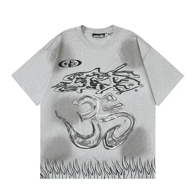 Oversized Graphic Flame-Hem T-Shirt 2