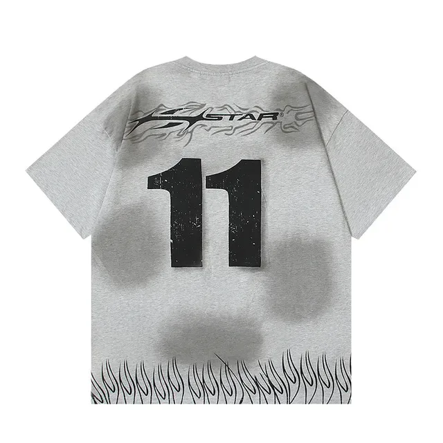 Oversized Graphic Flame-Hem T-Shirt 3