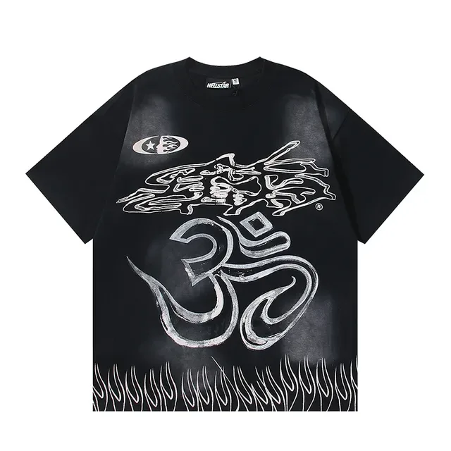 Oversized Graphic Flame-Hem T-Shirt 4