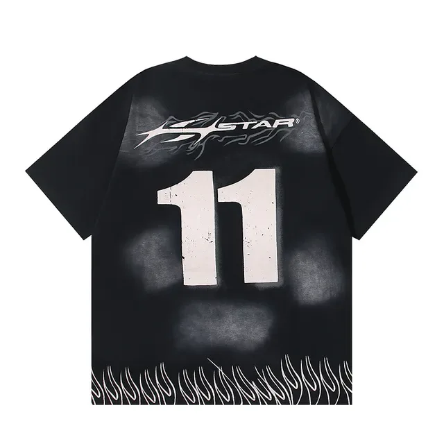 Oversized Graphic Flame-Hem T-Shirt 5