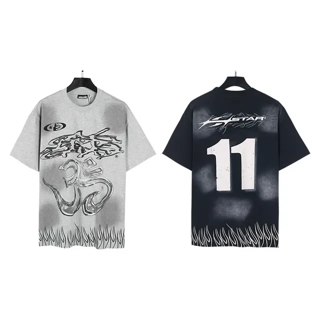 Oversized Graphic Flame-Hem T-Shirt 6