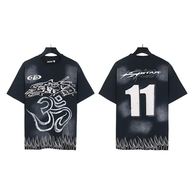 Oversized Graphic Flame-Hem T-Shirt 7