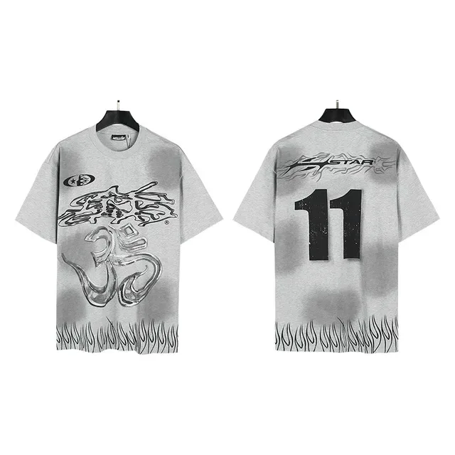 Oversized Graphic Flame-Hem T-Shirt 10
