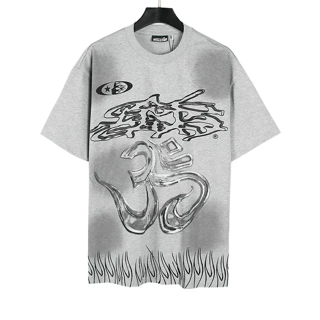 Oversized Graphic Flame-Hem T-Shirt 11