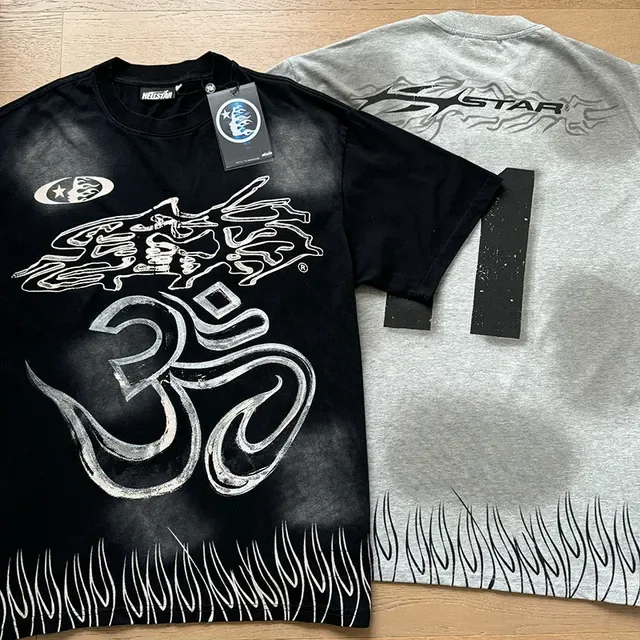 Oversized Graphic Flame-Hem T-Shirt 14