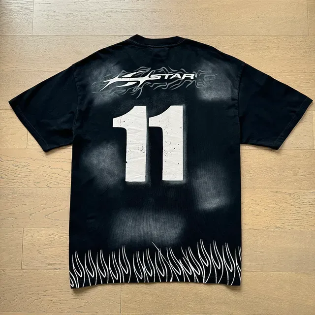 Oversized Graphic Flame-Hem T-Shirt 22