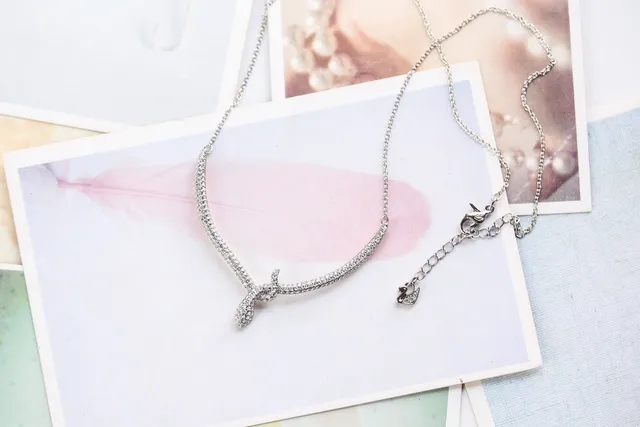Pavé Knot Motif Silver-Tone Necklace 2