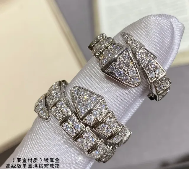Pavé-Set Snake-Inspired Articulated Double-Band Ring 4