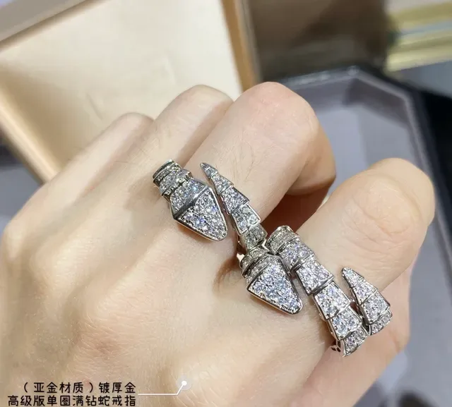 Pavé-Set Snake-Inspired Articulated Double-Band Ring 9