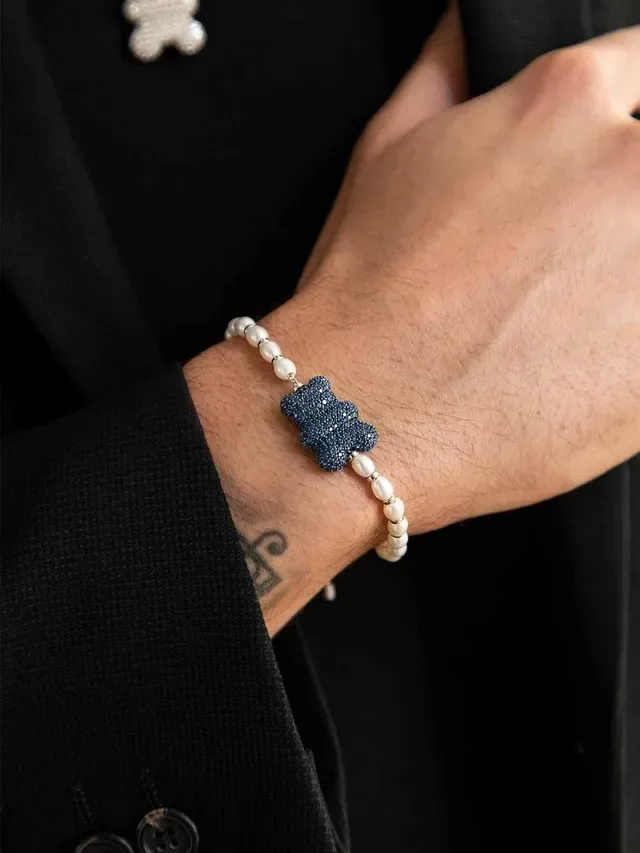 Pearl and Blue Pavé Crystal Motif Bracelet 3