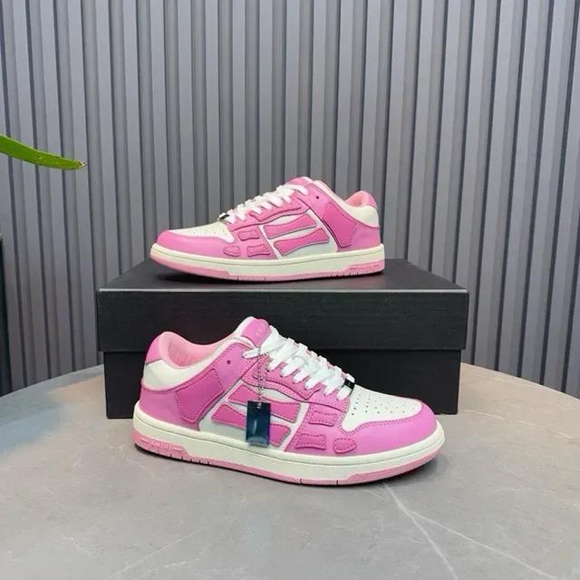 Pink and White Color-Blocked Low-Top Sneakers 1