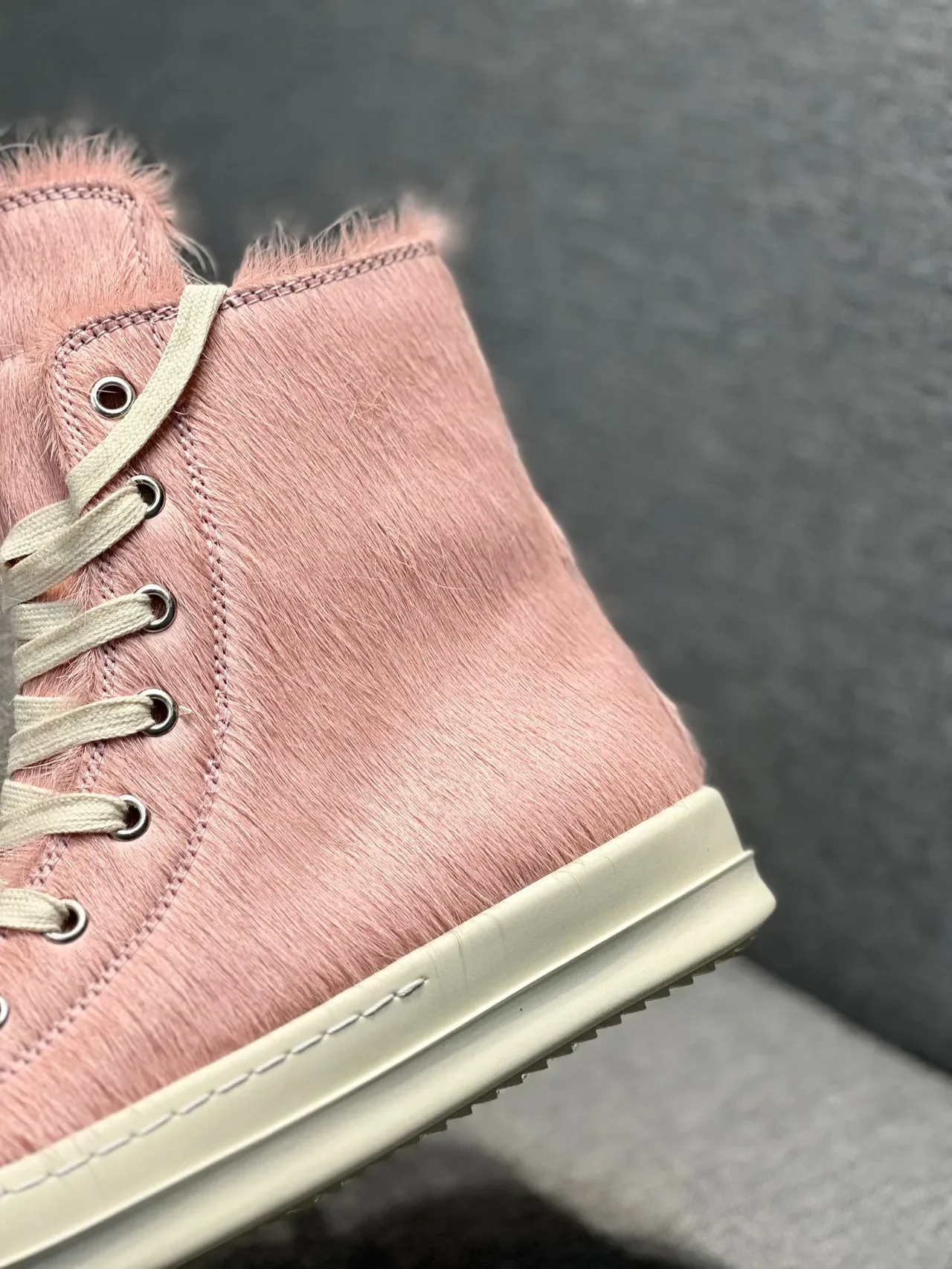 Pink Beige High-Top Hair-On-Hide Upper Sneakers 8